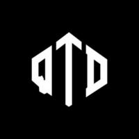 design de logotipo de letra qtd com forma de polígono. qtd polígono e design de logotipo em forma de cubo. qtd modelo de logotipo de vetor hexágono cores brancas e pretas. monograma qtd, logotipo comercial e imobiliário.