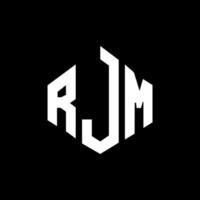 design de logotipo de carta rjm com forma de polígono. rjm polígono e design de logotipo em forma de cubo. rjm hexagon vector logo template cores brancas e pretas. rjm monograma, logotipo de negócios e imóveis.