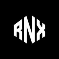 design de logotipo de carta rnx com forma de polígono. rnx polígono e design de logotipo em forma de cubo. modelo de logotipo de vetor hexágono rnx cores brancas e pretas. rnx monograma, logotipo de negócios e imóveis.