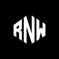 design de logotipo de carta rnw com forma de polígono. rnw polígono e design de logotipo em forma de cubo. modelo de logotipo de vetor hexágono rnw cores brancas e pretas. rnw monograma, logotipo de negócios e imóveis.