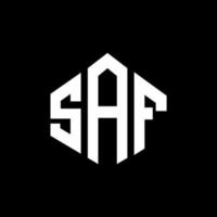 design de logotipo de carta saf com forma de polígono. saf polígono e design de logotipo em forma de cubo. modelo de logotipo de vetor hexágono saf cores brancas e pretas. monograma saf, logotipo de negócios e imóveis.