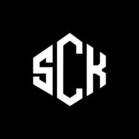 design de logotipo de carta sck com forma de polígono. sck polígono e design de logotipo em forma de cubo. modelo de logotipo de vetor hexágono sck cores brancas e pretas. sck monograma, logotipo de negócios e imóveis.