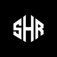 design de logotipo de carta shr com forma de polígono. shr polígono e design de logotipo em forma de cubo. shr hexágono modelo de logotipo de vetor cores brancas e pretas. shr monograma, logotipo de negócios e imóveis.