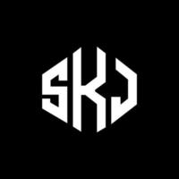 design de logotipo de carta skj com forma de polígono. skj polígono e design de logotipo em forma de cubo. modelo de logotipo de vetor hexágono skj cores brancas e pretas. skj monograma, logotipo de negócios e imóveis.