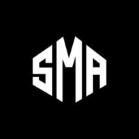 design de logotipo de carta sma com forma de polígono. sma polígono e design de logotipo em forma de cubo. modelo de logotipo de vetor sma hexágono cores brancas e pretas. sma monograma, logotipo de negócios e imóveis.