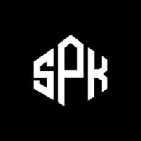 design de logotipo de letra spk com forma de polígono. spk polígono e design de logotipo em forma de cubo. modelo de logotipo de vetor hexágono spk cores brancas e pretas. spk monograma, logotipo de negócios e imóveis.