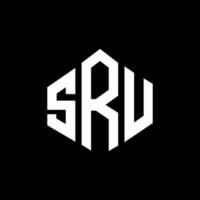 design de logotipo de carta sru com forma de polígono. sru polígono e design de logotipo em forma de cubo. sru hexágono modelo de logotipo de vetor cores brancas e pretas. sru monograma, logotipo de negócios e imóveis.