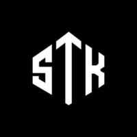 design de logotipo de letra stk com forma de polígono. stk polígono e design de logotipo em forma de cubo. modelo de logotipo de vetor hexágono stk cores brancas e pretas. stk monograma, logotipo de negócios e imóveis.