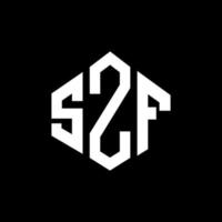design de logotipo de letra szf com forma de polígono. szf polígono e design de logotipo em forma de cubo. modelo de logotipo de vetor szf hexágono cores brancas e pretas. szf monograma, logotipo de negócios e imóveis.