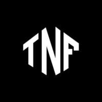 design de logotipo de letra tnf com forma de polígono. tnf polígono e design de logotipo em forma de cubo. modelo de logotipo de vetor hexágono tnf cores brancas e pretas. monograma tnf, logotipo de negócios e imóveis.