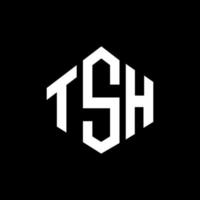 design de logotipo de letra tsh com forma de polígono. tsh polígono e design de logotipo em forma de cubo. tsh modelo de logotipo de vetor hexágono cores brancas e pretas. tsh monograma, logotipo de negócios e imóveis.