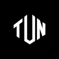 design de logotipo de letra tun com forma de polígono. tun polígono e design de logotipo em forma de cubo. tun hexágono modelo de logotipo de vetor cores brancas e pretas. tun monograma, logotipo de negócios e imóveis.