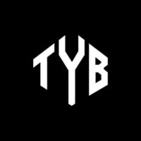design de logotipo de carta tyb com forma de polígono. tyb polígono e design de logotipo em forma de cubo. modelo de logotipo de vetor hexágono tyb cores brancas e pretas. tyb monograma, logotipo de negócios e imóveis.