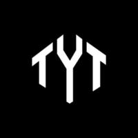 design de logotipo de carta tyt com forma de polígono. tyt polígono e design de logotipo em forma de cubo. tyt modelo de logotipo de vetor hexágono cores brancas e pretas. tyt monograma, logotipo de negócios e imóveis.
