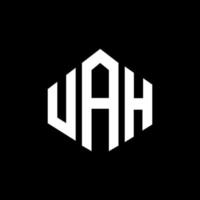 design de logotipo de letra uah com forma de polígono. uah design de logotipo em forma de polígono e cubo. uah hexágono modelo de logotipo de vetor cores brancas e pretas. uah monograma, logotipo de negócios e imóveis.