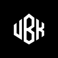 design de logotipo de carta ubk com forma de polígono. ubk polígono e design de logotipo em forma de cubo. modelo de logotipo de vetor hexágono ubk cores brancas e pretas. ubk monograma, logotipo de negócios e imóveis.