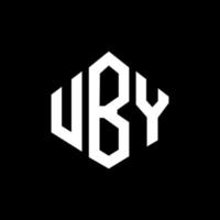 design de logotipo de carta uby com forma de polígono. uby polígono e design de logotipo em forma de cubo. modelo de logotipo de vetor hexágono uby cores brancas e pretas. uby monograma, logotipo de negócios e imóveis.