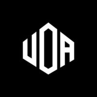 design de logotipo de carta uoa com forma de polígono. uoa polígono e design de logotipo em forma de cubo. uoa modelo de logotipo de vetor hexágono cores brancas e pretas. uoa monograma, logotipo de negócios e imóveis.