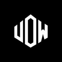 design de logotipo de letra uow com forma de polígono. uow design de logotipo em forma de polígono e cubo. uow modelo de logotipo de vetor hexágono cores brancas e pretas. uow monograma, logotipo de negócios e imóveis.