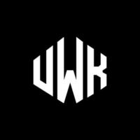 design de logotipo de letra uwk com forma de polígono. uwk design de logotipo em forma de polígono e cubo. uwk modelo de logotipo de vetor hexágono cores brancas e pretas. uwk monograma, logotipo de negócios e imóveis.
