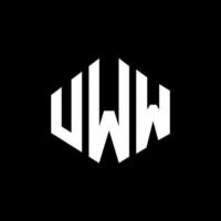 design de logotipo de letra uww com forma de polígono. uww design de logotipo em forma de polígono e cubo. uww modelo de logotipo de vetor hexágono cores brancas e pretas. uww monograma, logotipo de negócios e imóveis.