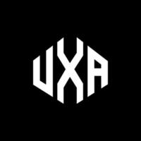 design de logotipo de letra uxa com forma de polígono. uxa polígono e design de logotipo em forma de cubo. modelo de logotipo de vetor hexágono uxa cores brancas e pretas. uxa monograma, logotipo de negócios e imóveis.