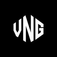 design de logotipo de letra vng com forma de polígono. vng polígono e design de logotipo em forma de cubo. vng hexágono modelo de logotipo de vetor cores brancas e pretas. monograma vng, logotipo de negócios e imóveis.