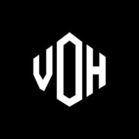 design de logotipo de carta voh com forma de polígono. voh polígono e design de logotipo em forma de cubo. voh hexágono modelo de logotipo de vetor cores brancas e pretas. voh monograma, logotipo de negócios e imóveis.