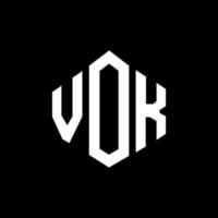 design de logotipo de carta vok com forma de polígono. vok polígono e design de logotipo em forma de cubo. vok hexágono modelo de logotipo de vetor cores brancas e pretas. vok monograma, logotipo de negócios e imóveis.