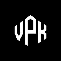 design de logotipo de carta vpk com forma de polígono. vpk polígono e design de logotipo em forma de cubo. vpk hexágono modelo de logotipo de vetor cores brancas e pretas. monograma vpk, logotipo de negócios e imóveis.