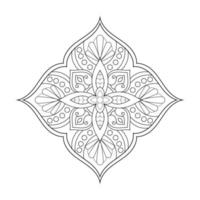 padrão de flor mandala com arte de contorno floral preto e branco de estilo étnico árabe vetor