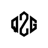 design de logotipo de letra qzg com forma de polígono. qzg polígono e design de logotipo em forma de cubo. qzg hexagon vector logo template cores brancas e pretas. monograma qzg, logotipo comercial e imobiliário.