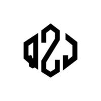 design de logotipo de letra qzj com forma de polígono. qzj polígono e design de logotipo em forma de cubo. qzj modelo de logotipo de vetor hexágono cores brancas e pretas. monograma qzj, logotipo comercial e imobiliário.