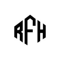 design de logotipo de carta rfh com forma de polígono. rfh polígono e design de logotipo em forma de cubo. modelo de logotipo de vetor hexágono rfh cores brancas e pretas. monograma rfh, logotipo de negócios e imóveis.