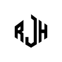 design de logotipo de letra rjh com forma de polígono. rjh polígono e design de logotipo em forma de cubo. rjh hexágono modelo de logotipo de vetor cores brancas e pretas. rjh monograma, logotipo de negócios e imóveis.