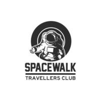 design de distintivo de logotipo de astronauta espacial vintage retrô vetor