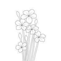 jardinagem flor desabrochando ilustração de desenho linear para colorir para crianças vetor