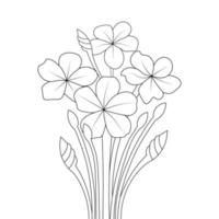 jardinagem flor desabrochando ilustração de desenho linear para colorir para crianças vetor