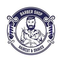 distintivo de logotipo de barbearia vintage retrô vetor