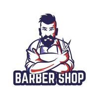 distintivo de logotipo de barbearia vintage retrô vetor