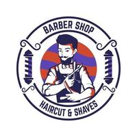 distintivo de logotipo de barbearia vintage retrô vetor