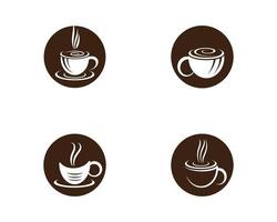 xícara de café redondo conjunto de logotipo vetor