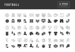 conjunto de ícones simples de futebol vetor