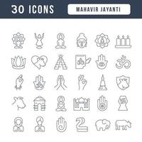 ícones de linha vetorial de mahavir jayanti vetor