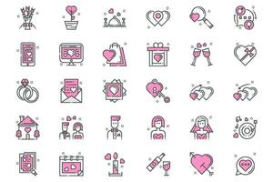 ícones de amor e romance rosa