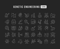 conjunto de ícones lineares de engenharia genética vetor