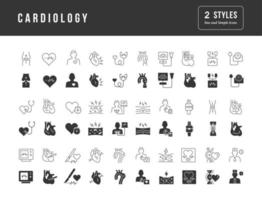conjunto de ícones simples de cardiologia vetor