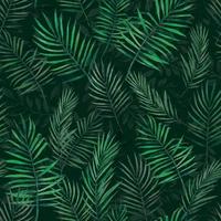 ilustração estoque padrão sem emenda de folhas de palmeira. selva tropical. padrão sem emenda em aquarela de folhas exóticas. cores escuras. para papel de parede têxtil vetor