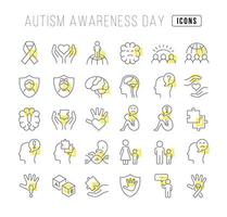 ícones de linha vetorial do dia da conscientização do autismo vetor
