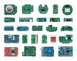 coleção de microcircuitos e placas vetor